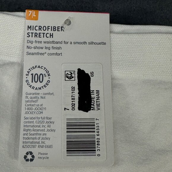 Jockey Women's Size Large 7 Panty Brief Hipster Smooth And Shine White New - Picture 4 of 9